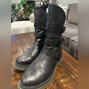 Women’s Black Buckle Strap Boots